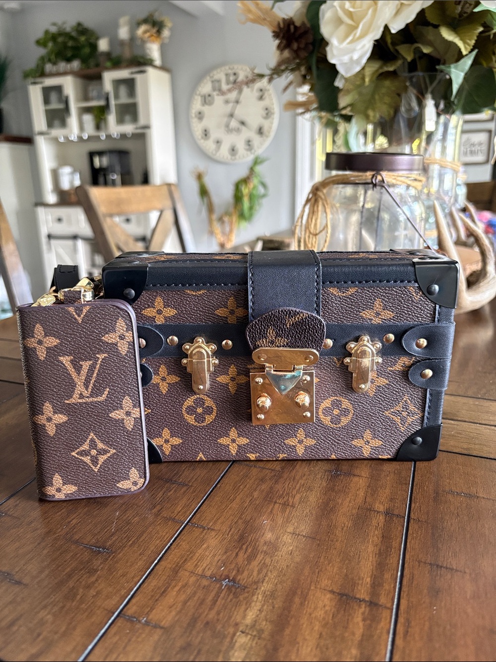 Fashion Brown Monogram Trunk Mini Crossbody with Gold Hardware